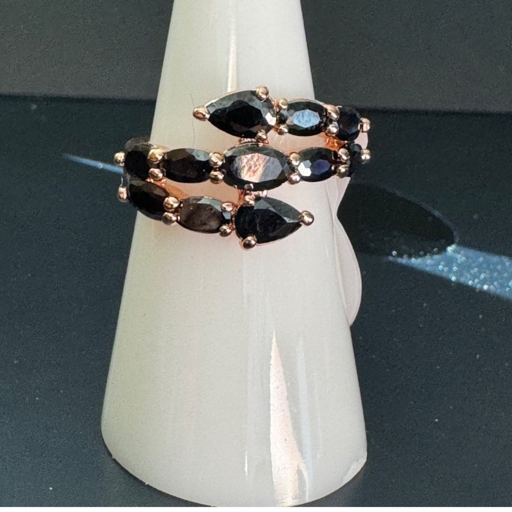 Bomb Party Silver Women’s Ring with Black Ice Crystal NWT retail $180 size:6
